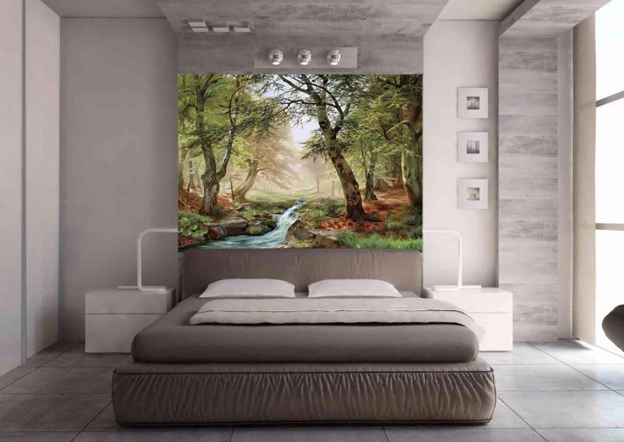 Фреска деревья в интерьере