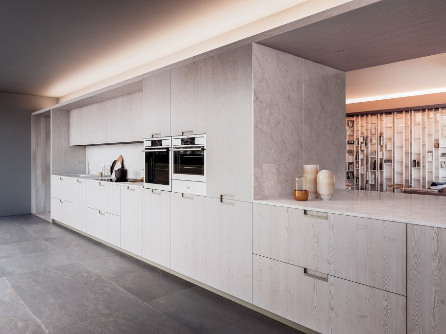 Белая кухня с ручкой gola