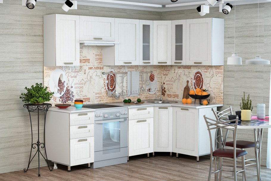 Кухонный гарнитур Милана голубая патина белый Сандал