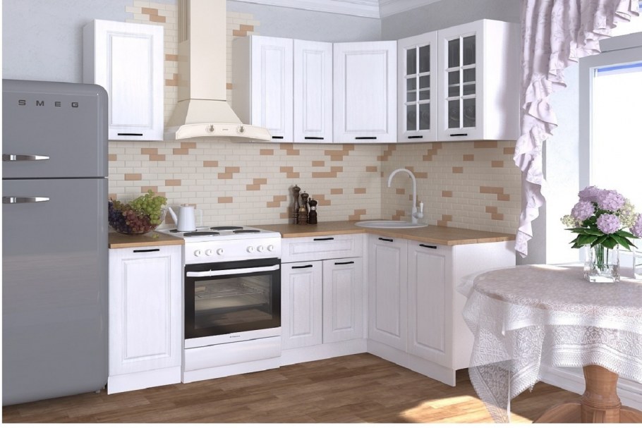 Кухня Прага Сурская мебель белое дерево