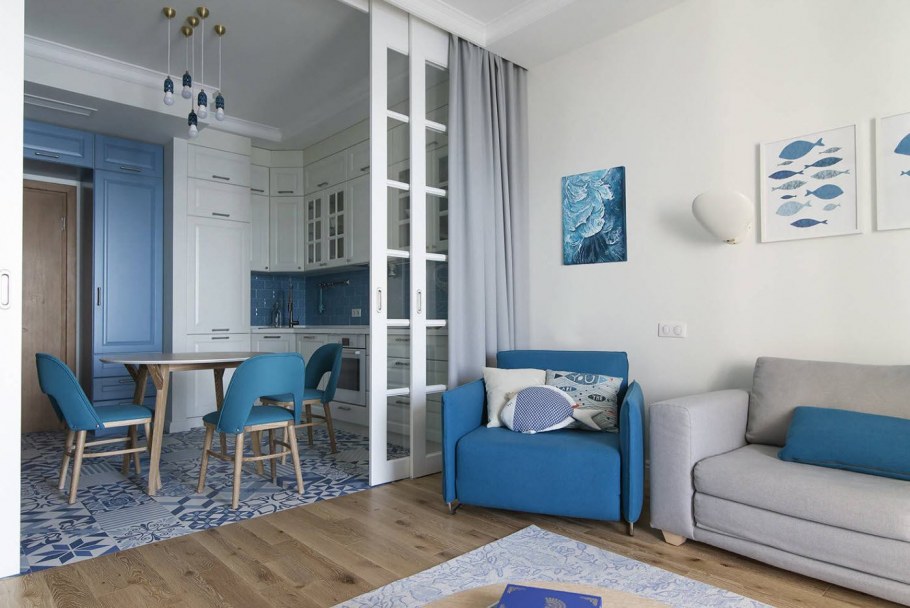 Морской стиль в интерьере однокомнатной квартиры