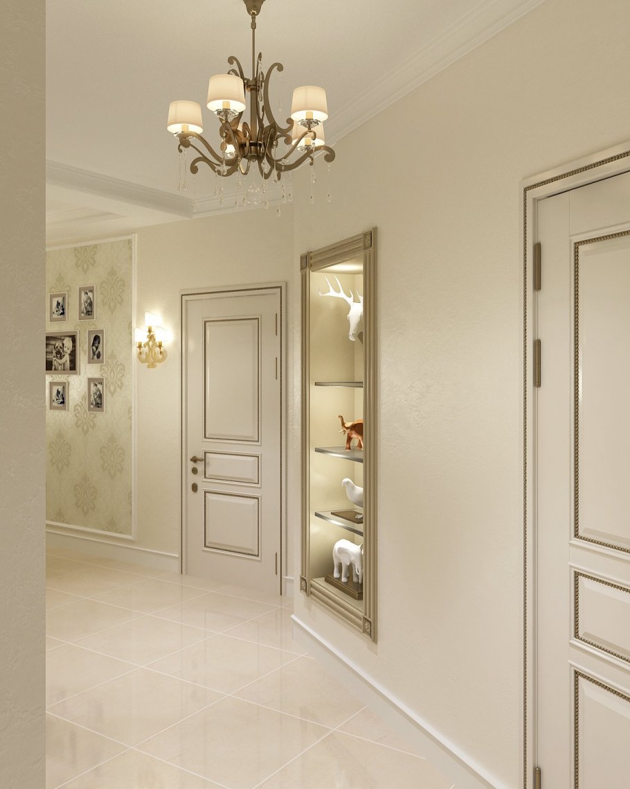 Прихожая в современном классическом стиле серая