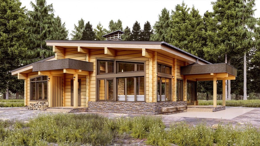 Дом Шале из клееного бруса 100кв