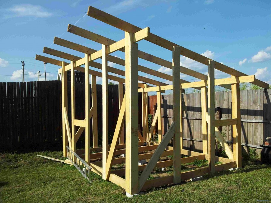 Каркасный сарай с односкатной крышей 2.5 х 5