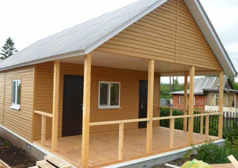 Дачный домик с верандой 6х6 эконом
