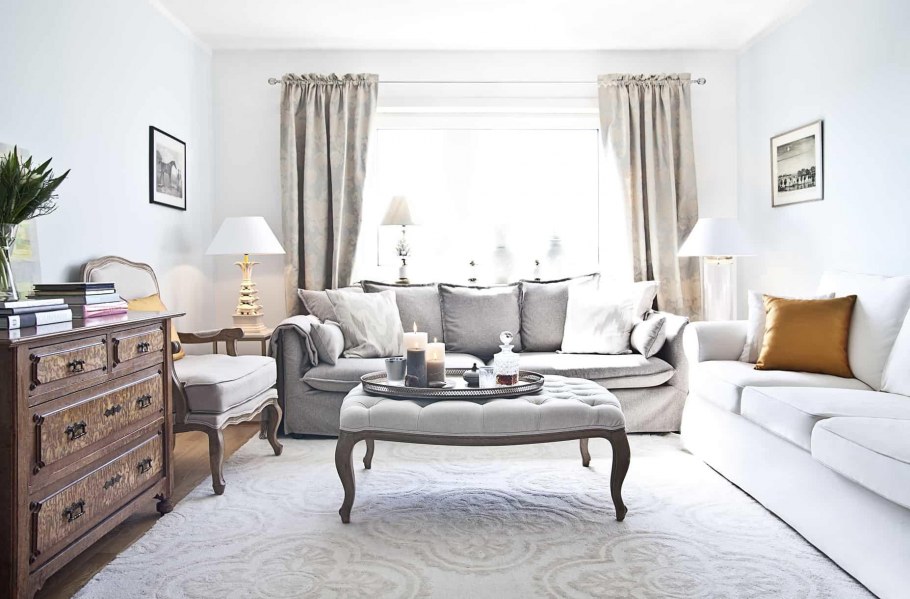 Шторы в гостиную с камином