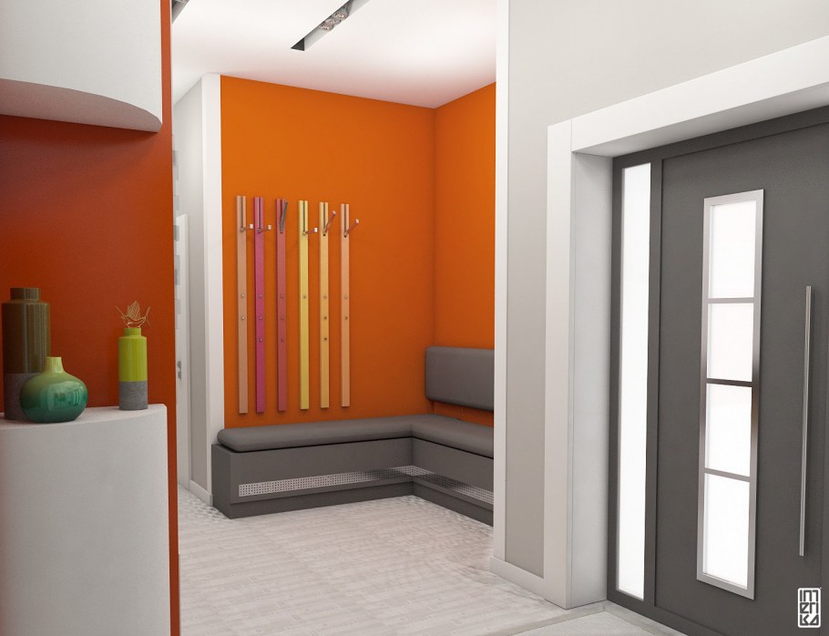 Прихожая желтая с серым