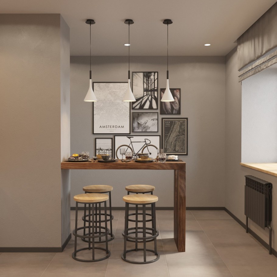 Барная стойка лофт серая