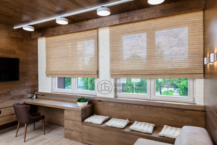 Синие римские шторы в детскую