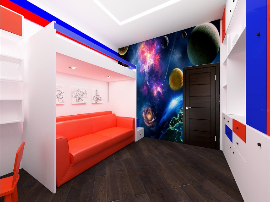 Интерьер общей комнаты проект