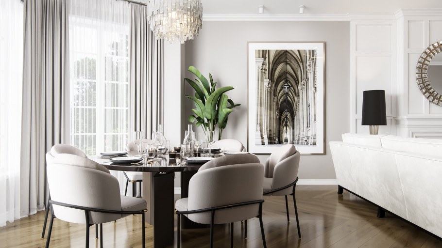 Светлая мебель в интерьере гостиной