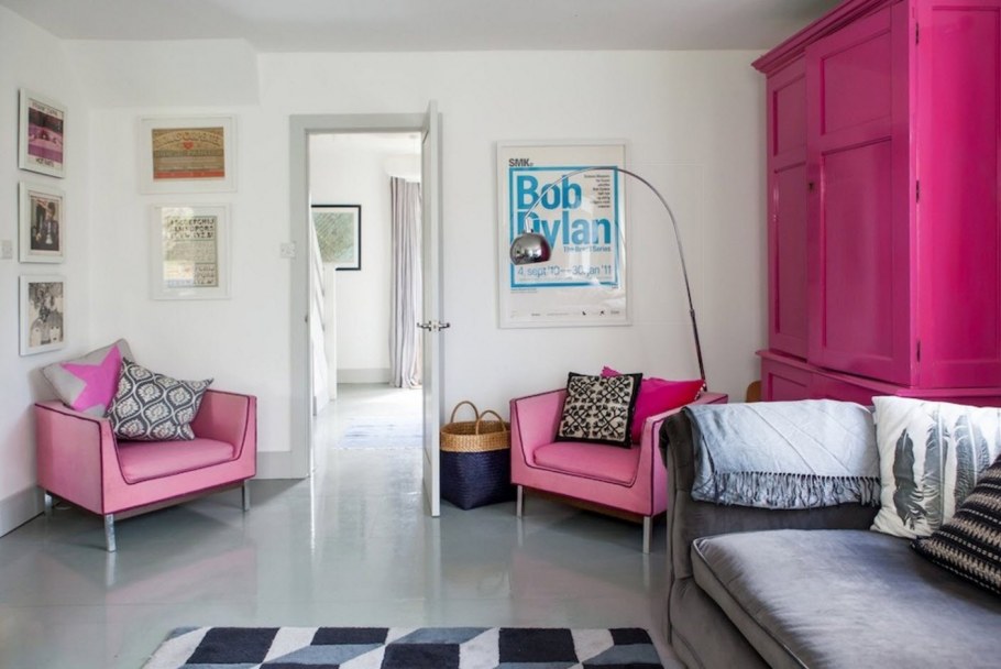 Розовые стены в интерьере