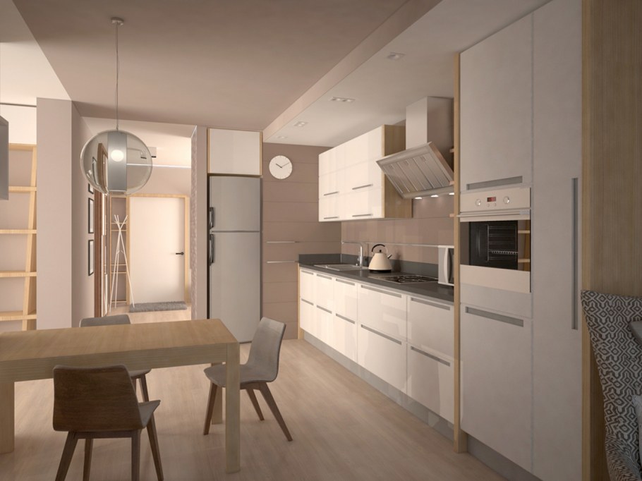 Кухня в серо бежевых тонах