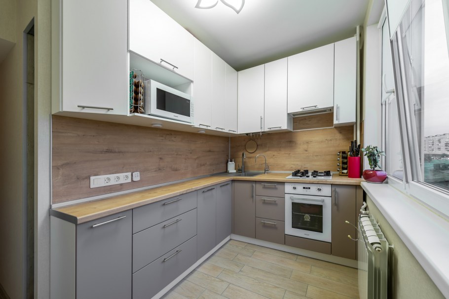 Кухня низ графит, вверх капучино , фартук каппучино