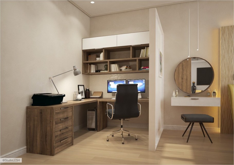 Интерьер комнаты с компьютерным столом