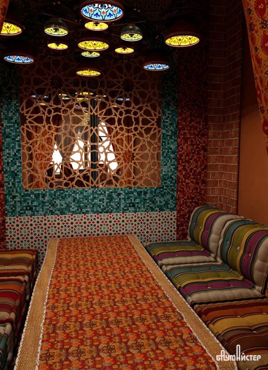Планировка зала в арабском стиле