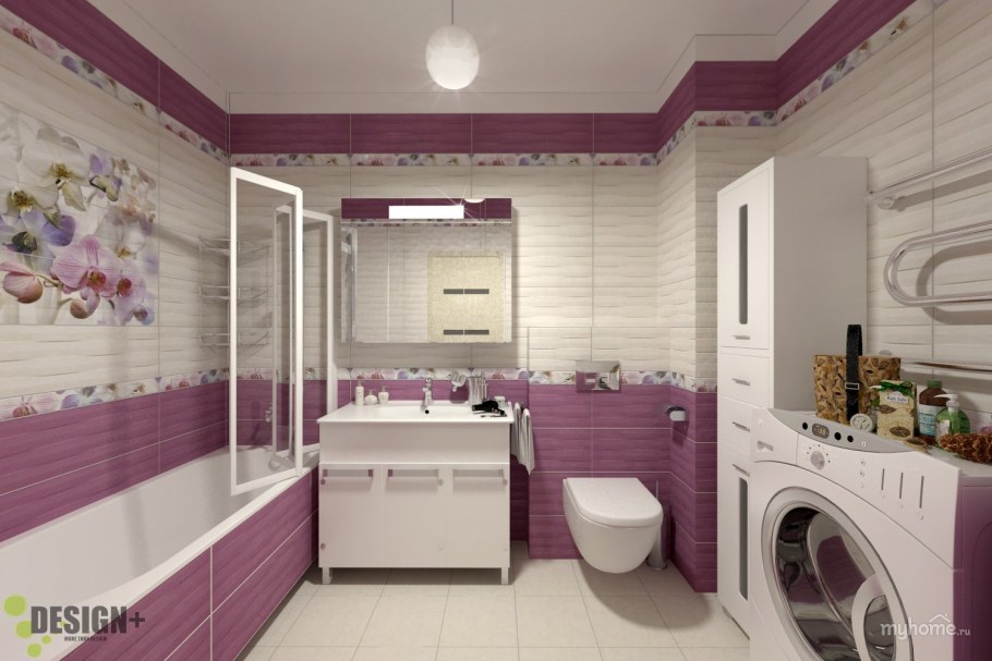 Ванная в лавандовых тонах