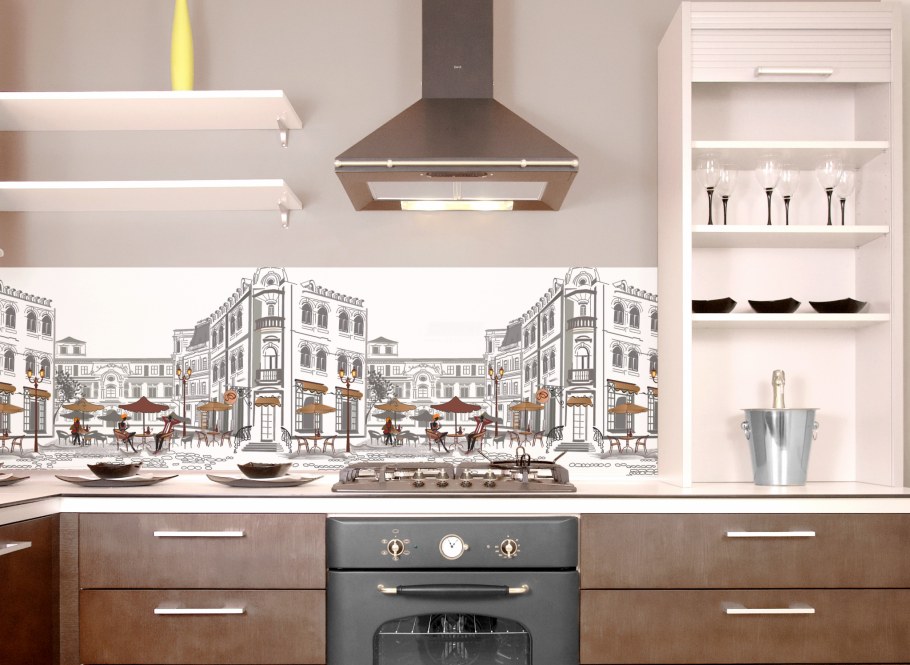 Кухонный фартук уличное кафе 600*3000мм