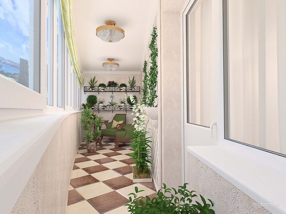 Экостиль в интерьере балкона