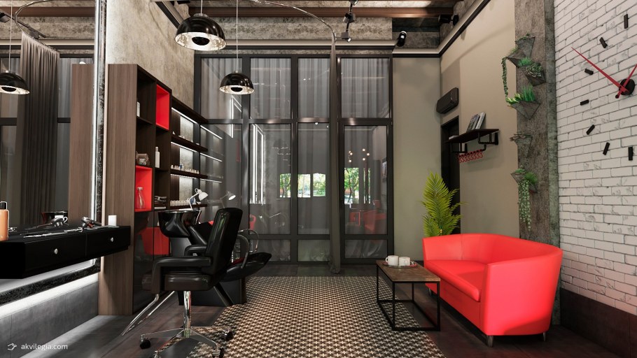 Интерьер салона красоты в стиле лофт