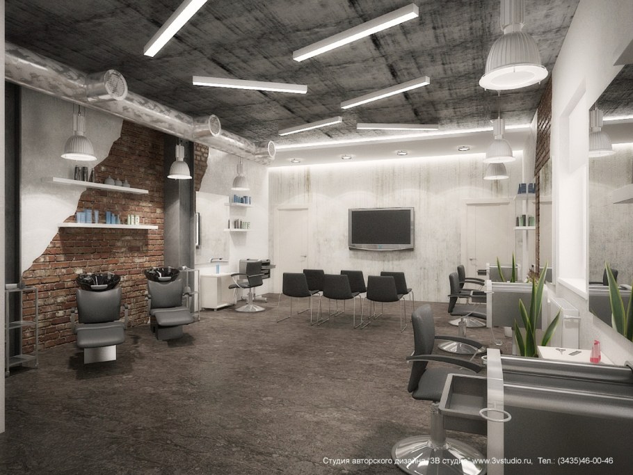 Освещение в салоне красоты в стиле лофт