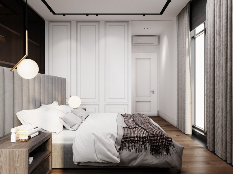Контемпорари в интерьере спальни