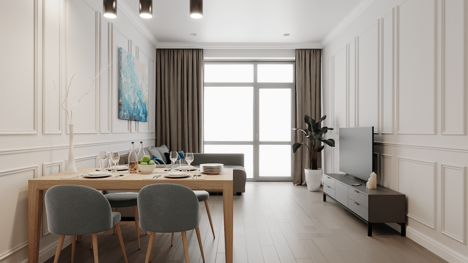 Гостиная обеденная зона 17 кв