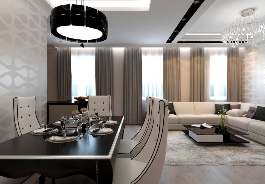 Интерьер столовой гостиной