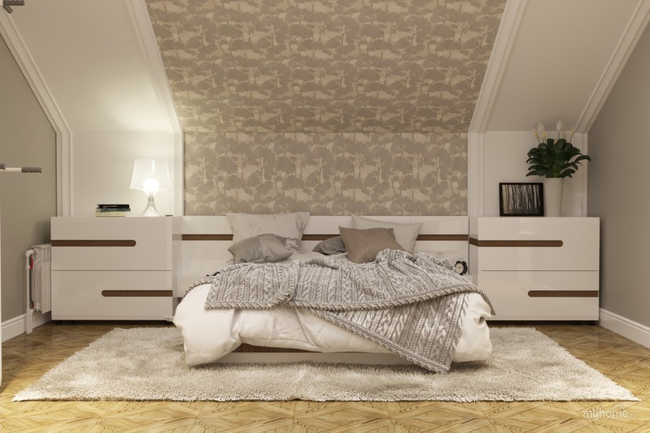 Интерьер спальни полумансарда