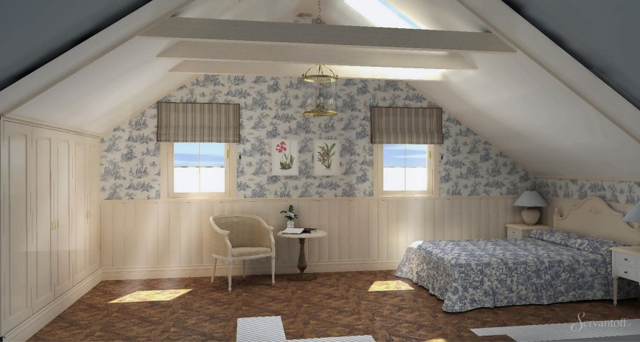 Фотообои в мансардной комнате