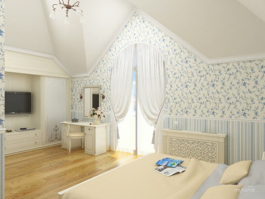 Планировка спальни на мансарде