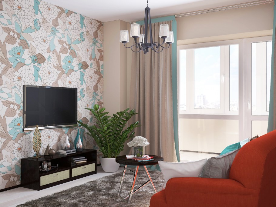 Обои в интерьере гостиной и их комбинирование