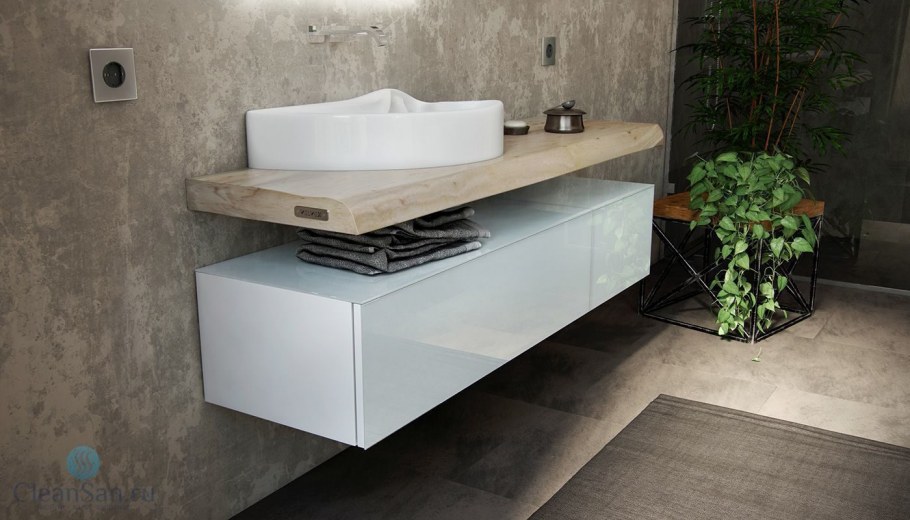 Тумба подвесная Velvex Felay 95, белый глянец