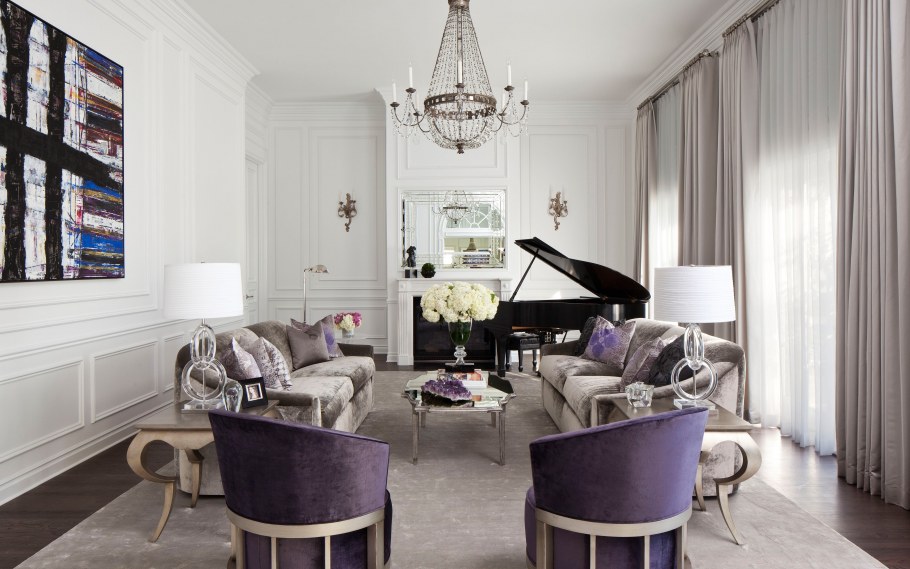 Линкруста в интерьере гостиной в стиле Неоклассика