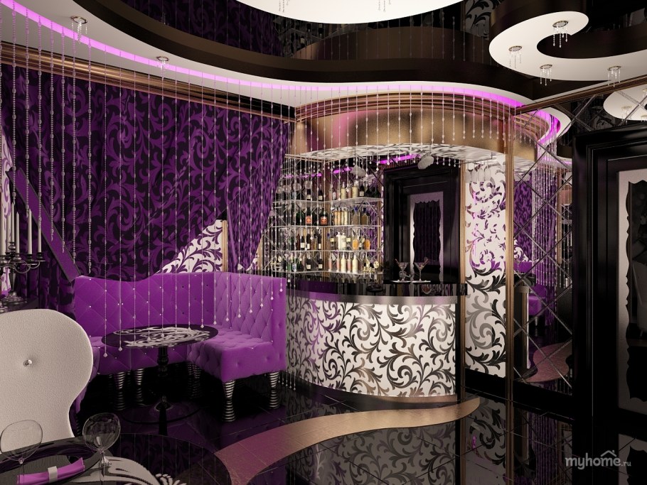 Интерьер кафе в стиле неон