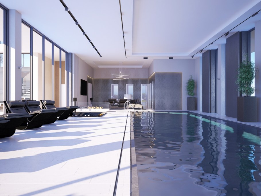 Спа зона с бассейном в частном доме