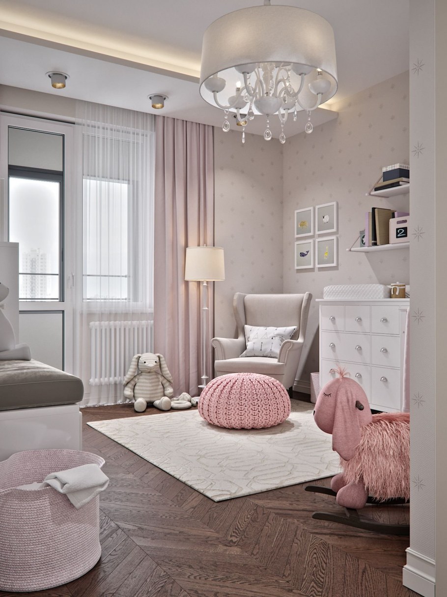 Пыльно розовый диван в интерьере