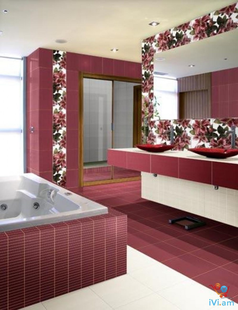 Красная ванная розы