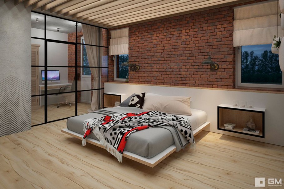 Шкаф в стиле лофт в спальню