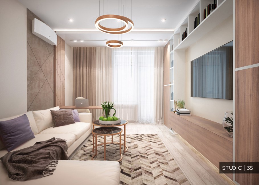 Интерьер хрущевки в бежевых тонах