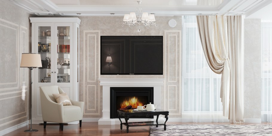 Белый камин Неоклассика Неоклассика