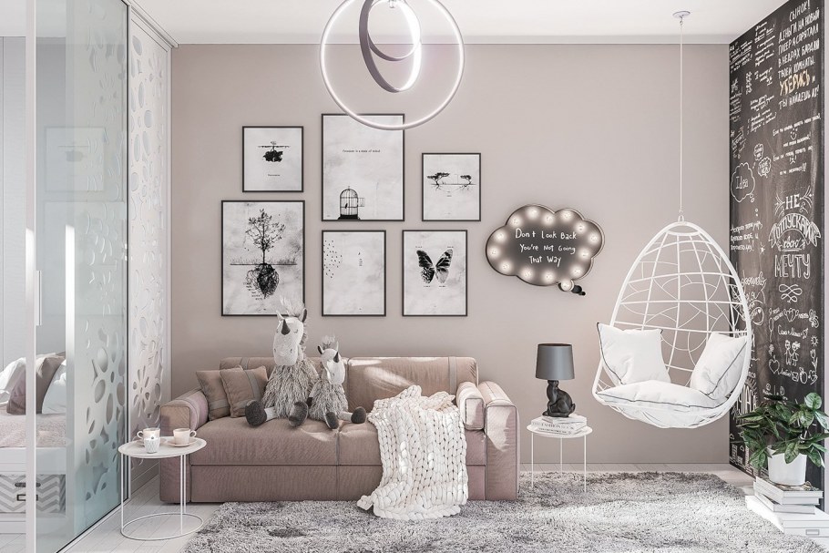 Пудровый цвет в интерьере