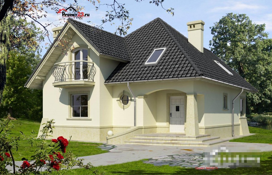 Фасады частных домов с мансардой