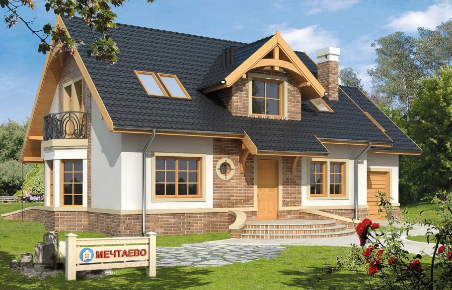 Красивые дома с мансардой и балконом