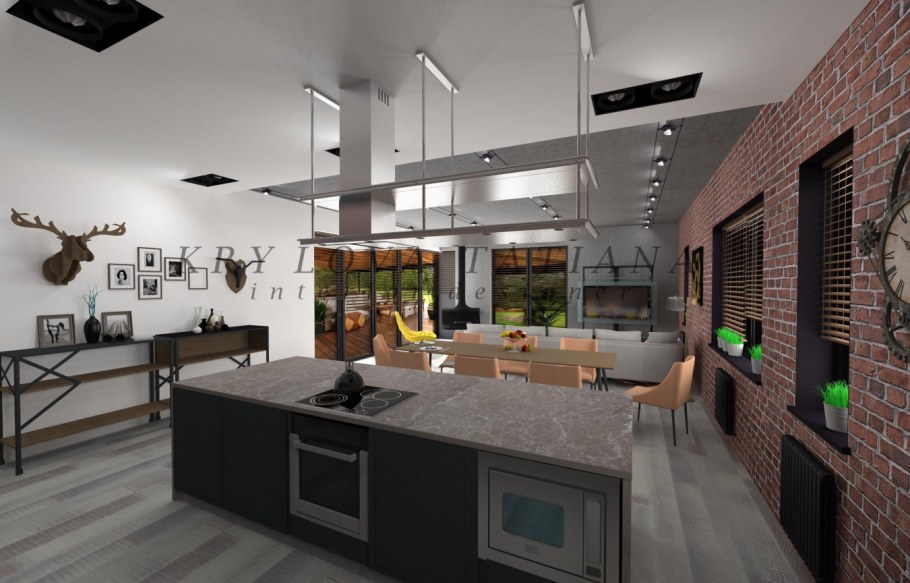 Белая кухня лофт