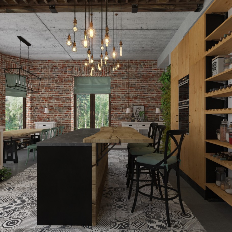 Кухня-гостиная 20 кв.м лофт