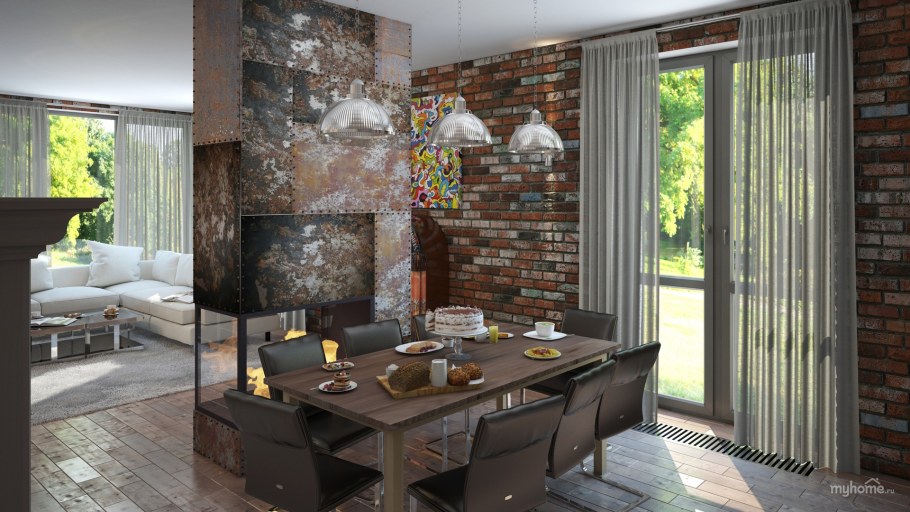 Гостиная студия лофт