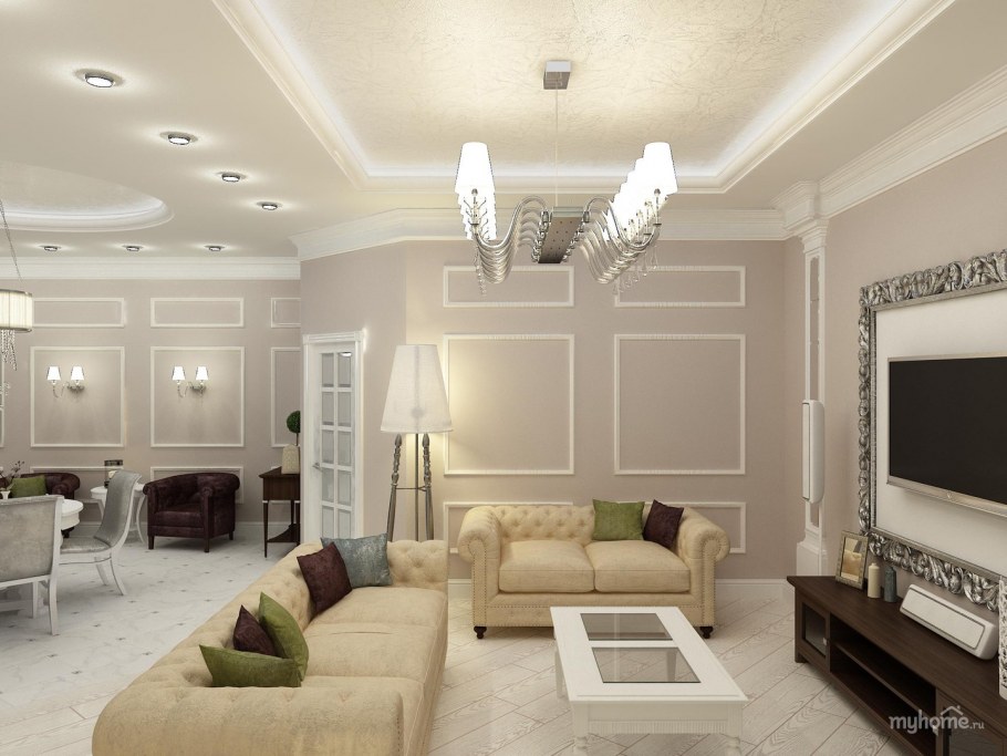 Три люстры в гостиной