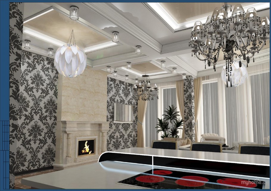 Потолок 3d визуализация Неоклассика