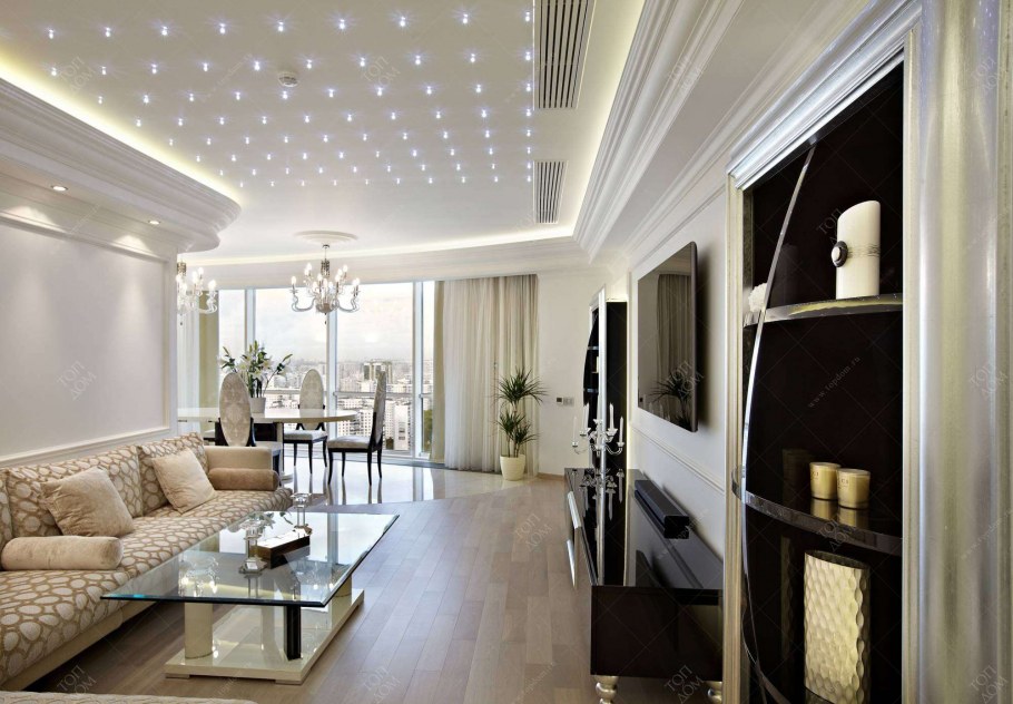 Большая гостиная в неоклассике